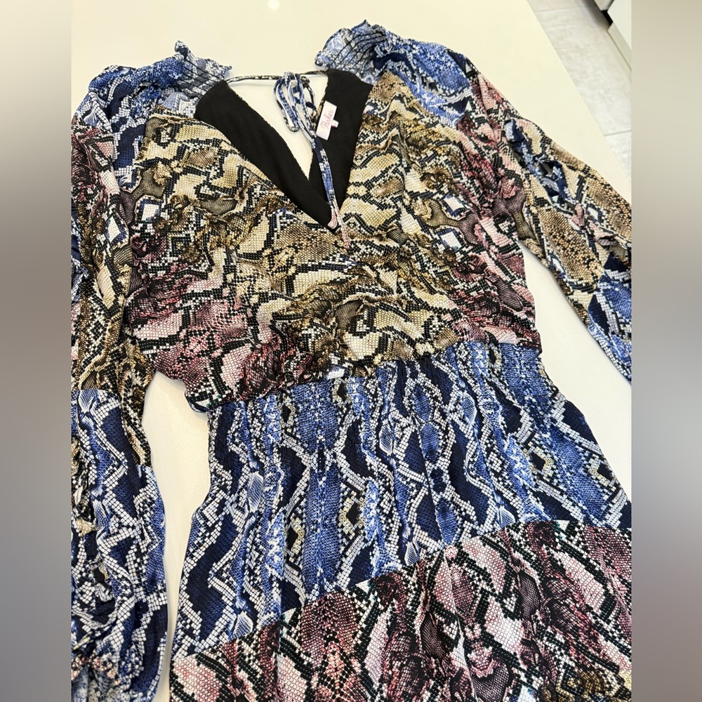 PARKER Gladis Python Print 100% SILK Georgette‎ Mini Dress, Size S, Retail $368 - Picture 11 of 12